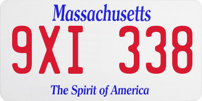 MA license plate 9XI338