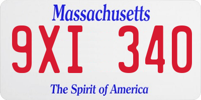 MA license plate 9XI340