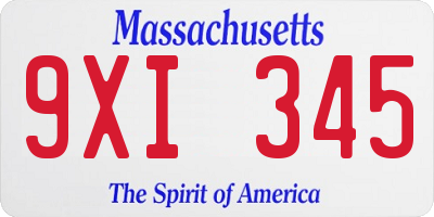 MA license plate 9XI345