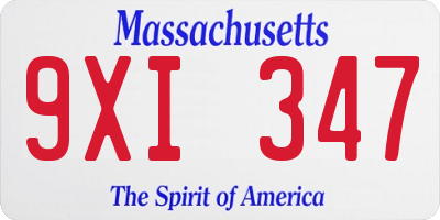 MA license plate 9XI347