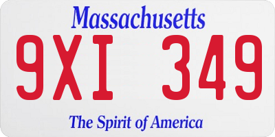 MA license plate 9XI349