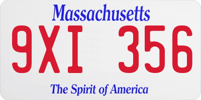 MA license plate 9XI356