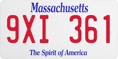 MA license plate 9XI361