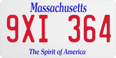 MA license plate 9XI364
