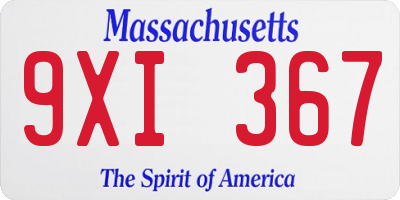 MA license plate 9XI367