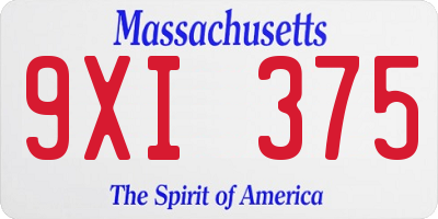 MA license plate 9XI375