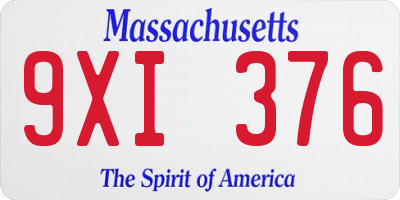 MA license plate 9XI376