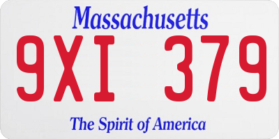 MA license plate 9XI379