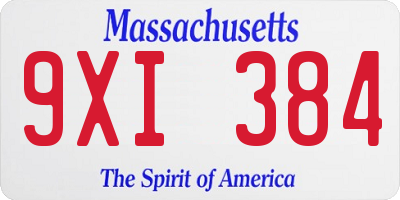 MA license plate 9XI384