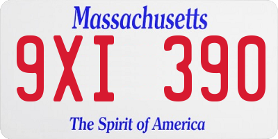 MA license plate 9XI390