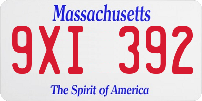 MA license plate 9XI392