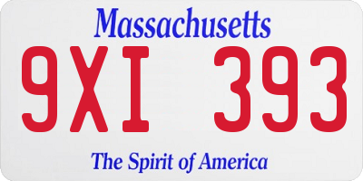 MA license plate 9XI393