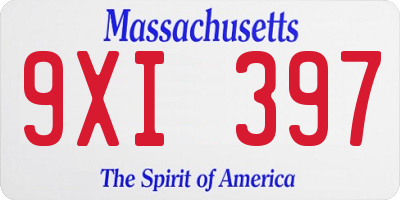 MA license plate 9XI397