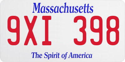 MA license plate 9XI398