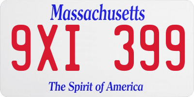 MA license plate 9XI399