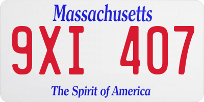 MA license plate 9XI407