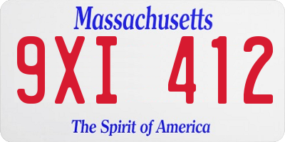 MA license plate 9XI412