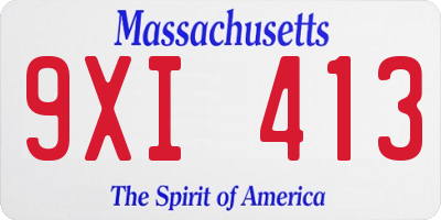 MA license plate 9XI413