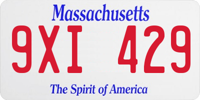 MA license plate 9XI429