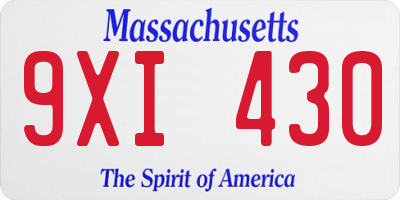 MA license plate 9XI430
