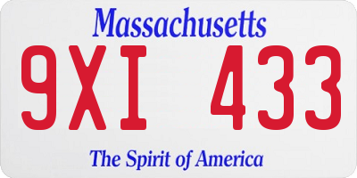 MA license plate 9XI433
