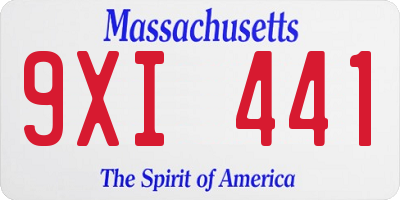 MA license plate 9XI441