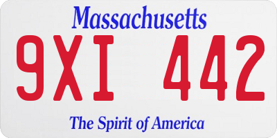 MA license plate 9XI442