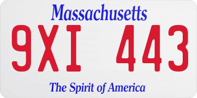 MA license plate 9XI443