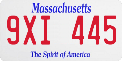 MA license plate 9XI445