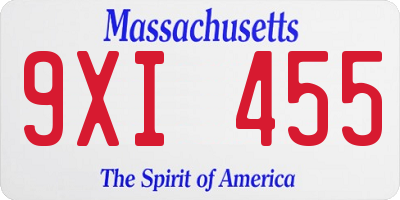 MA license plate 9XI455
