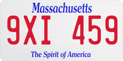 MA license plate 9XI459