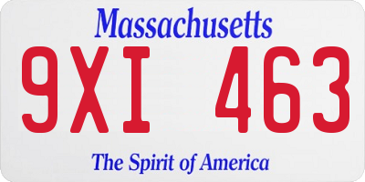 MA license plate 9XI463
