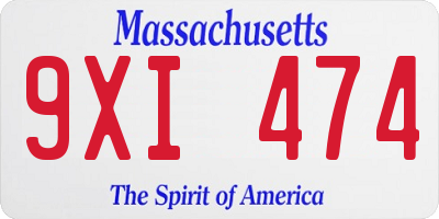 MA license plate 9XI474