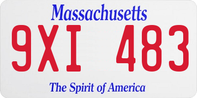 MA license plate 9XI483