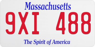 MA license plate 9XI488