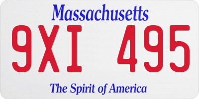 MA license plate 9XI495