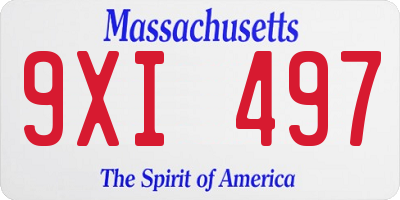 MA license plate 9XI497