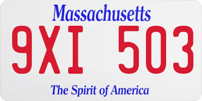 MA license plate 9XI503