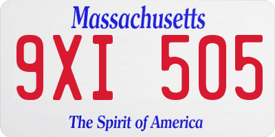 MA license plate 9XI505