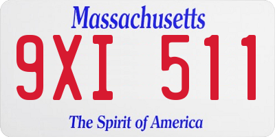 MA license plate 9XI511