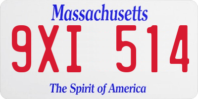 MA license plate 9XI514