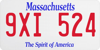 MA license plate 9XI524