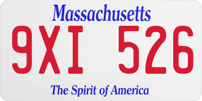 MA license plate 9XI526