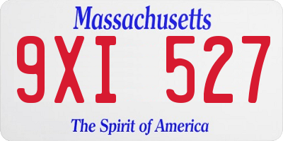 MA license plate 9XI527