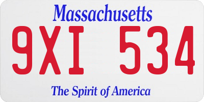 MA license plate 9XI534
