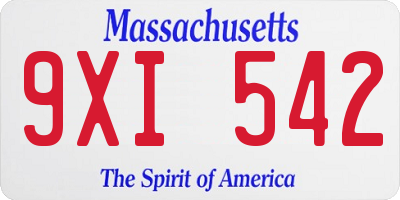 MA license plate 9XI542