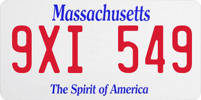 MA license plate 9XI549