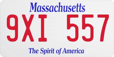 MA license plate 9XI557