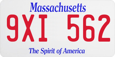 MA license plate 9XI562