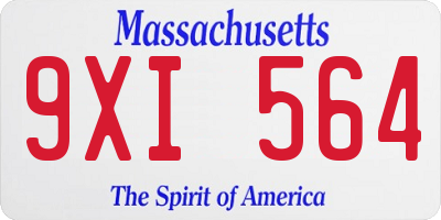 MA license plate 9XI564